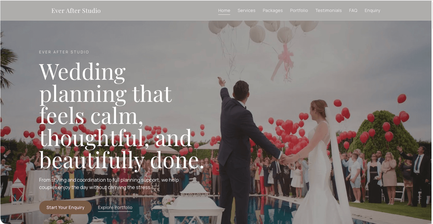 Ever After Studio Wedding Services Website preview