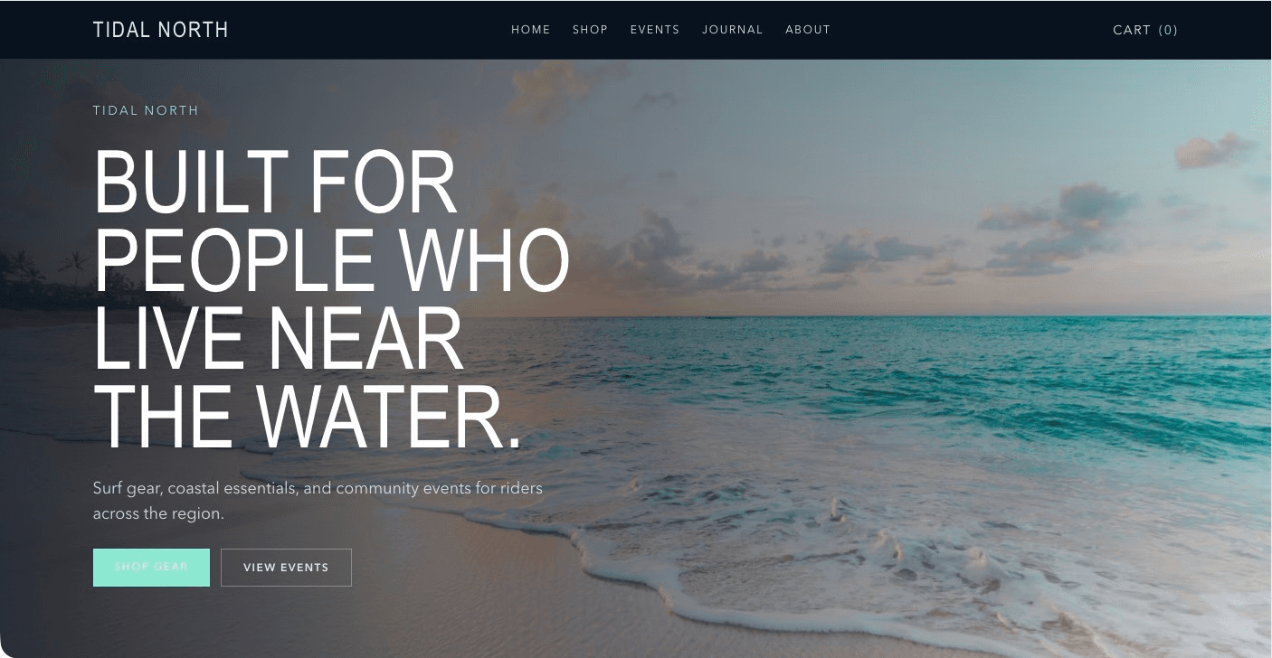 Tidal North Surf Brand Website preview